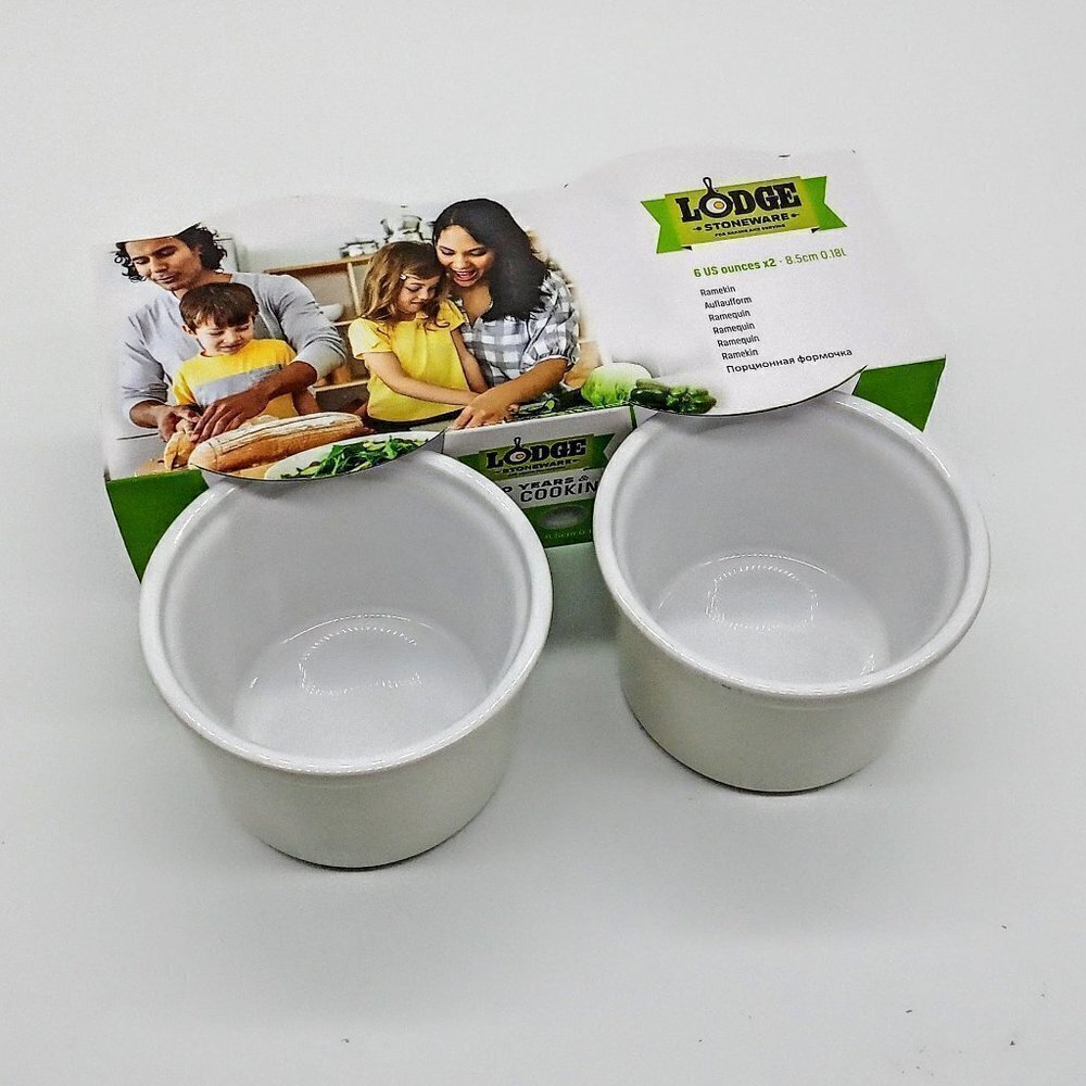 Lodge White 6 Oz. Stoneware Ramekins NIB